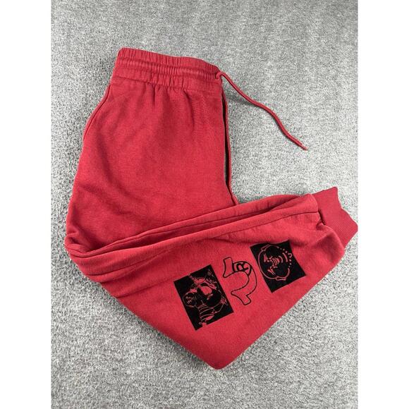 True Religion Men's Red Sweatpants with Logo Prints Size Large - Picture 1 of 9